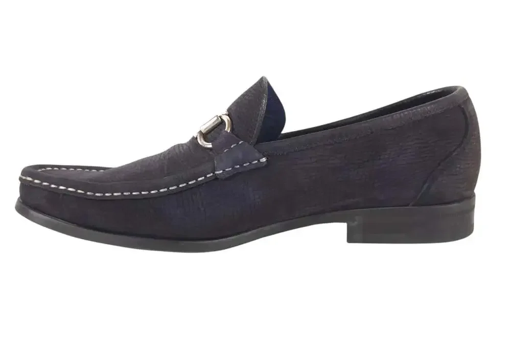 Salvatore Ferragamo Driving Loafers US 7 2E IT 40 Mens Navy Suede Bit $595